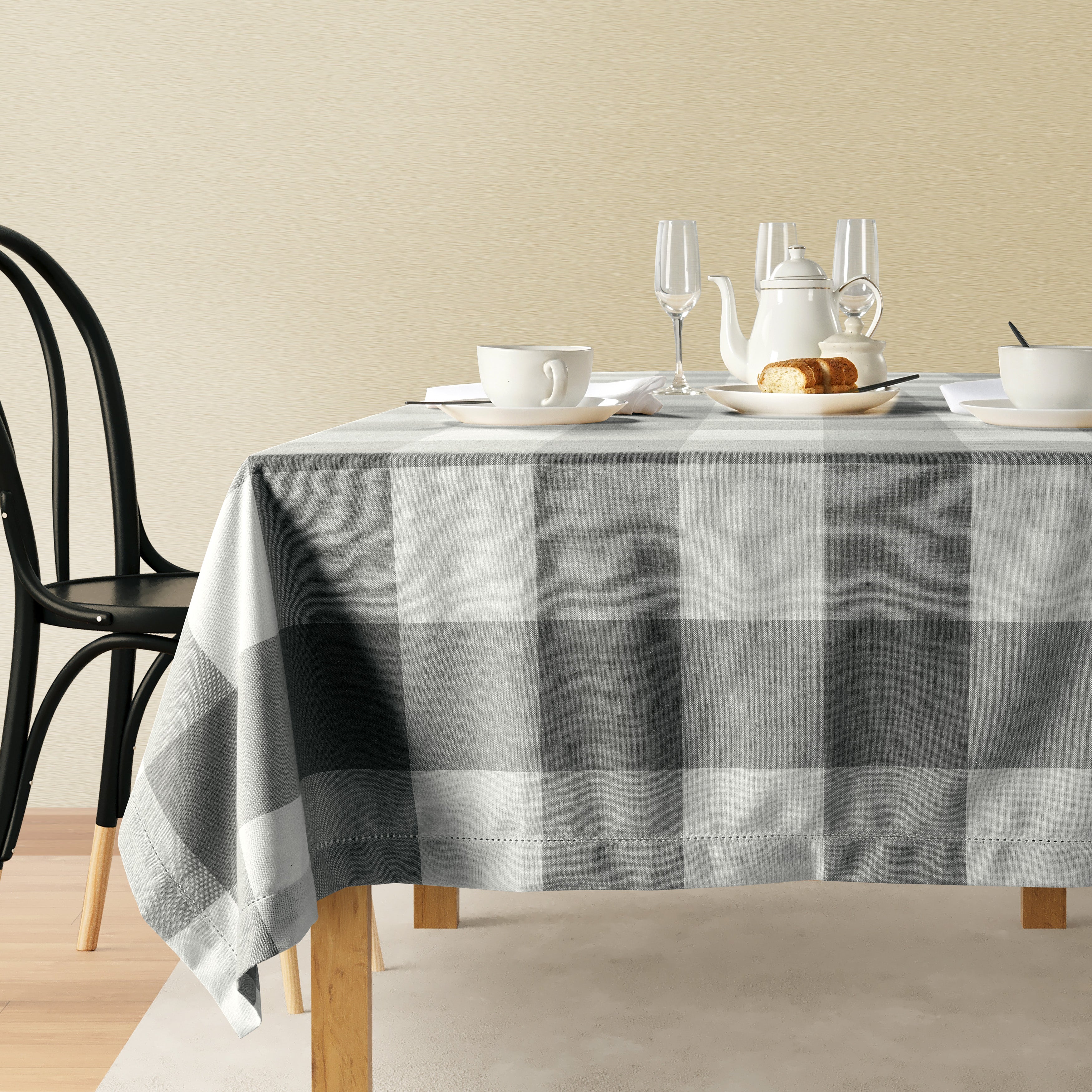 Tablecloth 6 seat 150x210cm - Grey Check